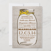 Rustic Burlap Mason Jar Wedding Einladung (Vorderseite)
