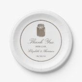 Rustic Burlap Mason Jar Wedding Pappteller (Vorderseite)