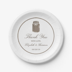 Rustic Burlap Mason Jar Wedding Pappteller