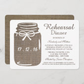 Rustic Burlap Mason Jar Wedding Probe Dinner Einladung (Vorne/Hinten)