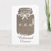 Rustic Burlap Mason Jar Wedding Probe Dinner Einladung (Vorderseite)