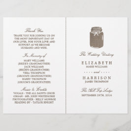 Rustic Burlap Mason Jar Wedding Program