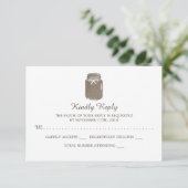 Rustic Burlap Mason Jar Wedding RSVP Karte (Stehend Vorderseite)