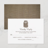 Rustic Burlap Mason Jar Wedding RSVP Karte (Vorne/Hinten)