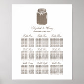 Rustic Burlap Mason Jar Wedding Seating Chart Poster (Vorne)