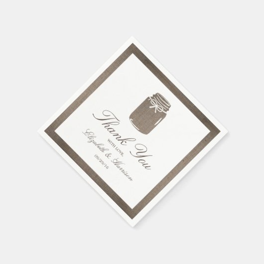Rustic Burlap Mason Jar Wedding Serviette (Ecke)