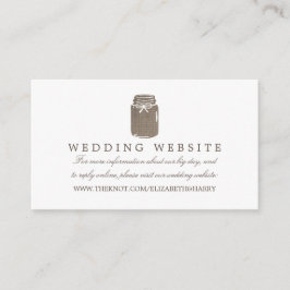 Rustic Burlap Mason Jar Wedding Website Begleitkarte