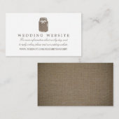 Rustic Burlap Mason Jar Wedding Website Begleitkarte (Vorne/Hinten)