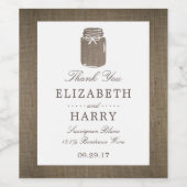 Rustic Burlap Mason Jar Wedding Weinetikett (Einzelnes Label)