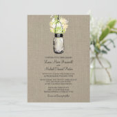 Rustic Burlap Mason Jar Wildblumen Hochzeit Einladung (Stehend Vorderseite)