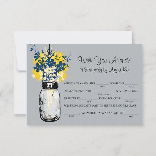 Rustic Burlap Mason Jar Wildblumen LIB UAWG RSVP Karte (Vorderseite)