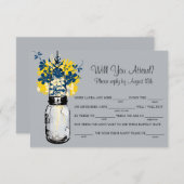 Rustic Burlap Mason Jar Wildblumen LIB UAWG RSVP Karte (Vorne/Hinten)
