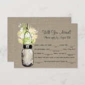 Rustic Burlap Mason Jar Wildblumen LIB UAWG RSVP Karte (Vorne/Hinten)