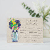 Rustic Burlap Mason Jar & Wildblumen UAWG Lib RSVP Karte (Stehend Vorderseite)