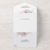 Rustic Burlap Mauve Lila Floral Bouquet Wedding All In One Einladung (Außenbereich)