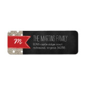 Rustic Burlap Monogram Address Label (Vorne)