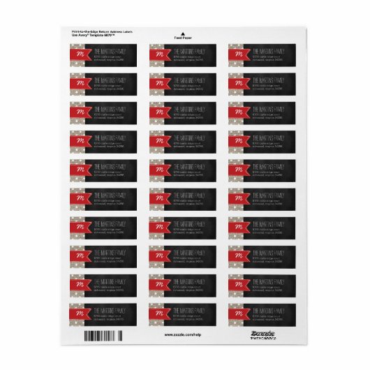 Rustic Burlap Monogram Address Label (Vorne)