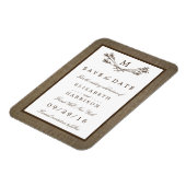 Rustic Burlap Monogram Branch Save the Date Magnet (Linke Seite)