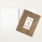 Rustic Burlap Monogram Erstbenennungsbuch Planer (Anzeige)