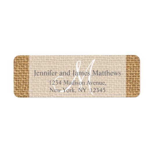 Rustic Burlap Monogram für Hochzeiten (Vorne)