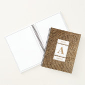 Rustic Burlap Monogram Initial Sketchbook Notizblock (Innenseite)
