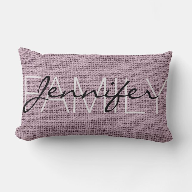 Rustic Burlap Monogram Lendenkissen (Vorderseite)