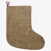 Rustic Burlap Nature Pattern Weihnachten Strumpf Großer Weihnachtsstrumpf (Vorderseite)