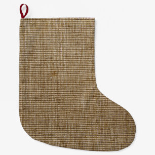 Rustic Burlap Nature Pattern Weihnachten Strumpf Großer Weihnachtsstrumpf