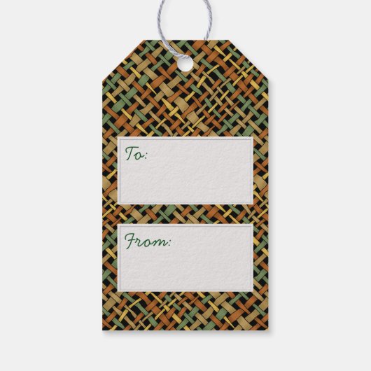 Rustic Burlap Pattern Grün mit Text Gruß Geschenkanhänger (Rückseite)