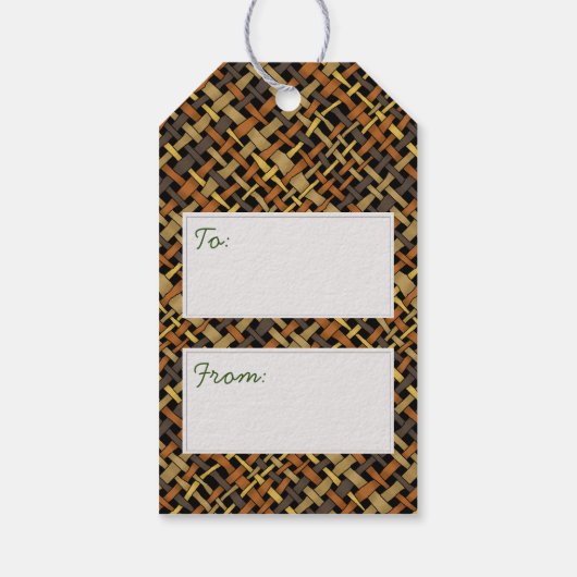 Rustic Burlap Pattern Schwarz mit Text Gruß Geschenkanhänger (Rückseite)
