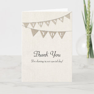 Rustic Burlap Pennant Dankeschön Karte