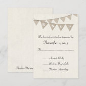 Rustic Burlap Pennant Wedding RSVP Karte (Vorne/Hinten)