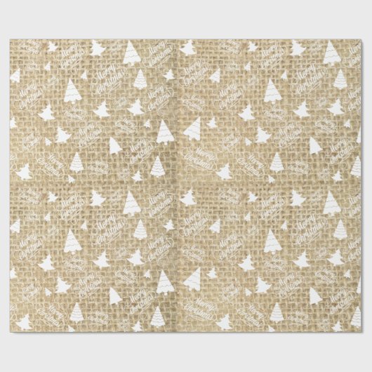 Rustic Burlap Print Merry Weihnachtsbaum Geschenkw Geschenkpapier (Flach)
