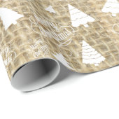 Rustic Burlap Print Merry Weihnachtsbaum Geschenkw Geschenkpapier (Rolleneckpunkt)