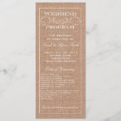 Rustic Burlap Print Wedding Programm (Vorderseite)