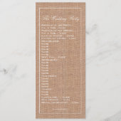 Rustic Burlap Print Wedding Programm (Rückseite)