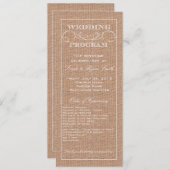 Rustic Burlap Print Wedding Programm (Vorne/Hinten)