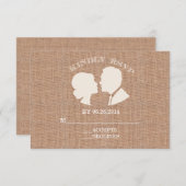 Rustic Burlap Print Wedding RSVP Card (Vorne/Hinten)