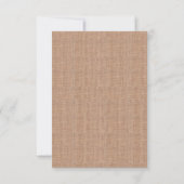 Rustic Burlap Print Wedding RSVP Card Karte (Rückseite)