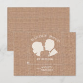 Rustic Burlap Print Wedding RSVP Card Karte (Vorne/Hinten)
