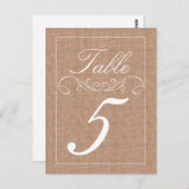 Rustic Burlap Print Wedding Tischnummer Cards (Vorne/Hinten)