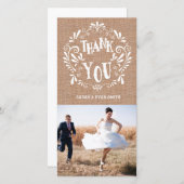 Rustic Burlap Print Wedding Vielen Dank Foto Cards Dankeskarte (Vorne/Hinten)