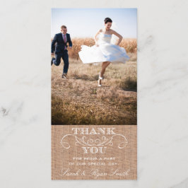 Rustic Burlap Print Wedding Vielen Dank Foto Cards Dankeskarte