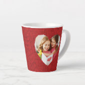 Rustic Burlap Red Heart Mama Foto Milchtasse (Rechte Ecke)