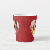 Rustic Burlap Red Heart Mama Foto Milchtasse (Vorderseite)