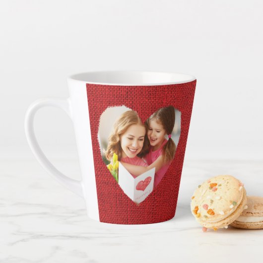 Rustic Burlap Red Heart Mama Foto Milchtasse (Beispiel)