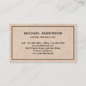 Rustic Burlap Scuba Diving Instructor Visitenkarte (Rückseite)