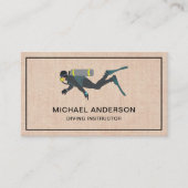 Rustic Burlap Scuba Diving Instructor Visitenkarte (Vorderseite)