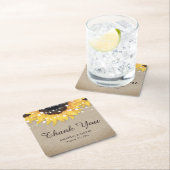 Rustic Burlap Sonnenblume Danke Gastgeschenk Hochz Rechteckiger Pappuntersetzer (Vor Ort)