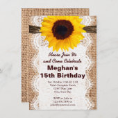 Rustic Burlap Sonnenblume Geburtstagsparty Einladu Einladung (Vorne/Hinten)